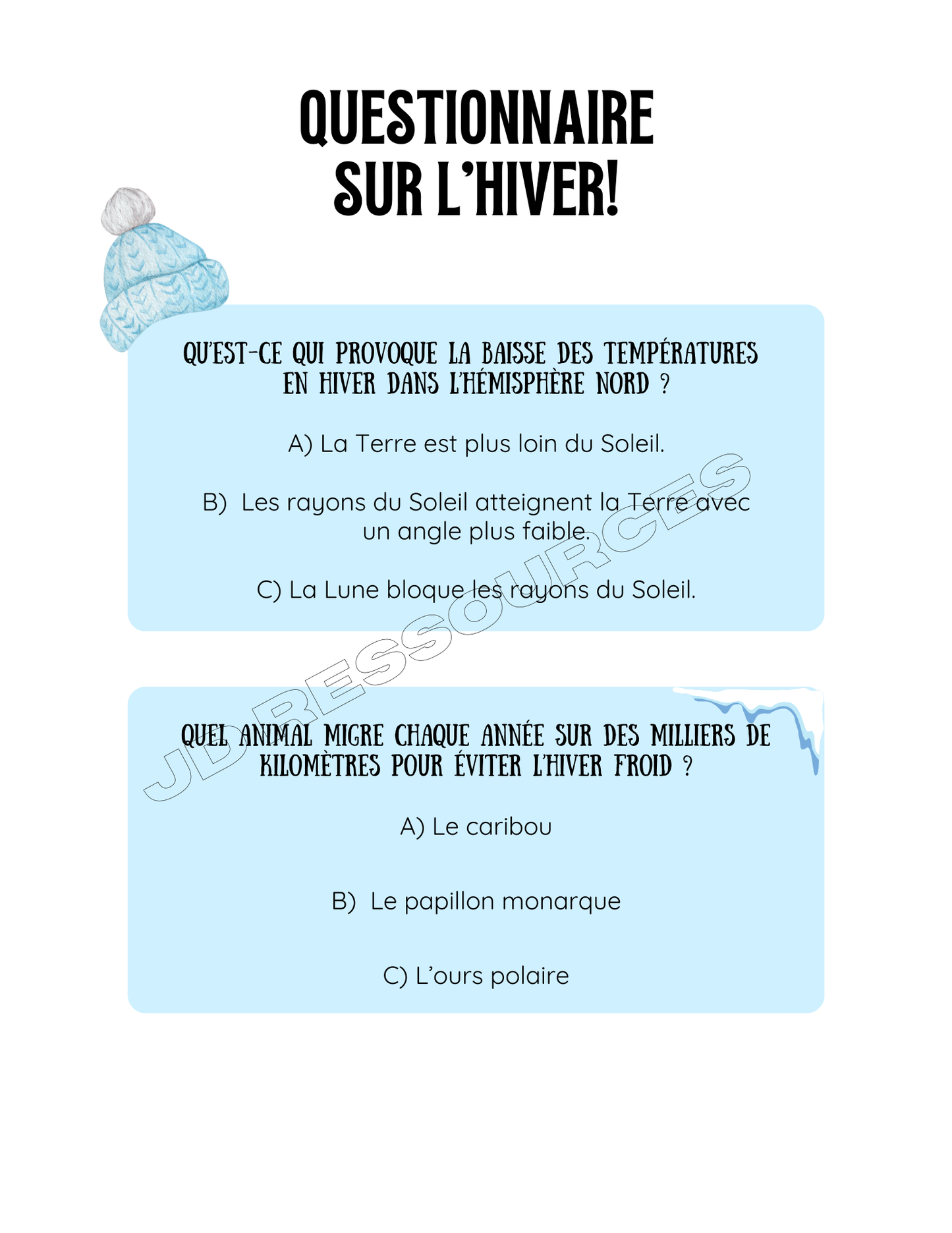 L'hiver et les animaux