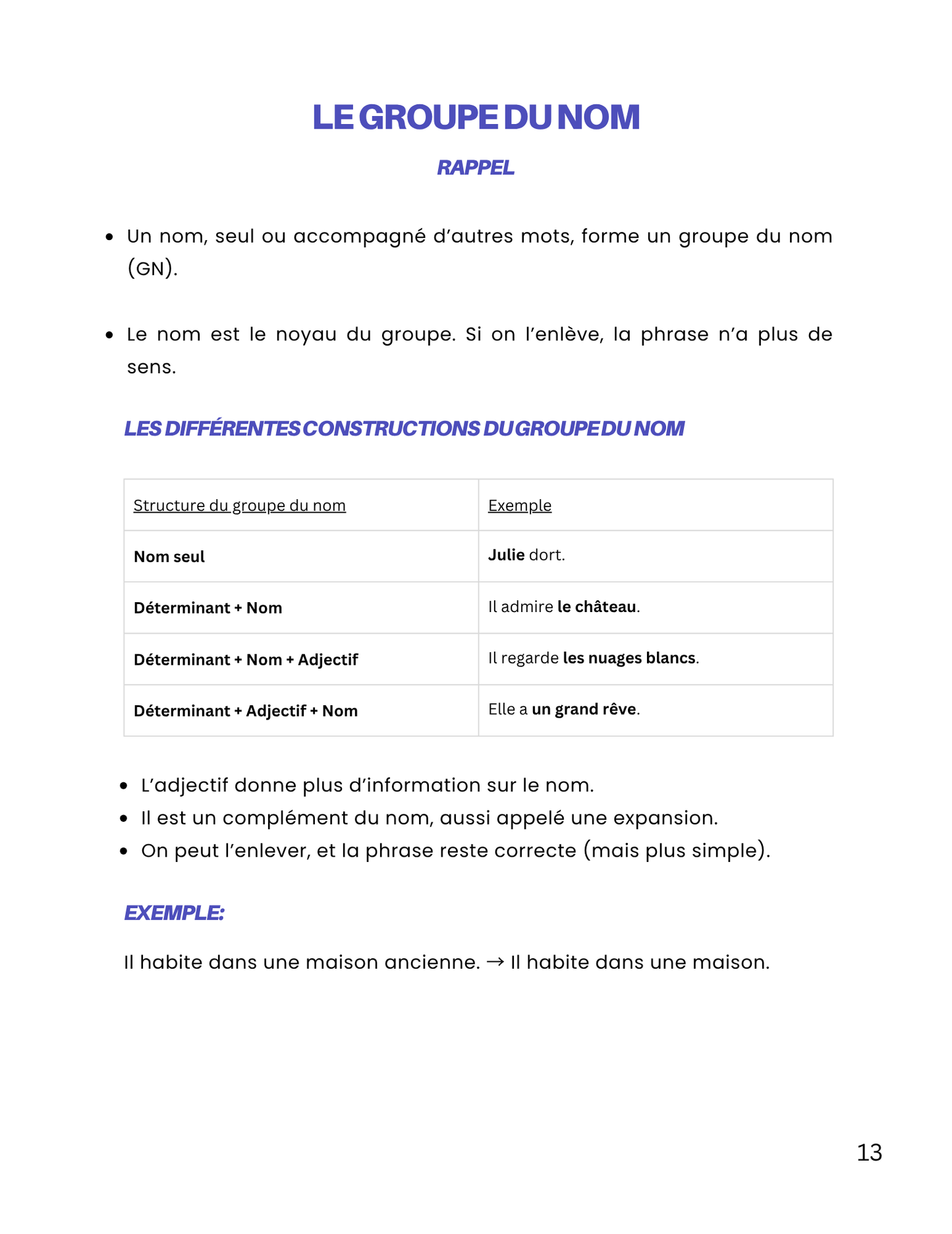 Les classes de mots et les temps de verbes