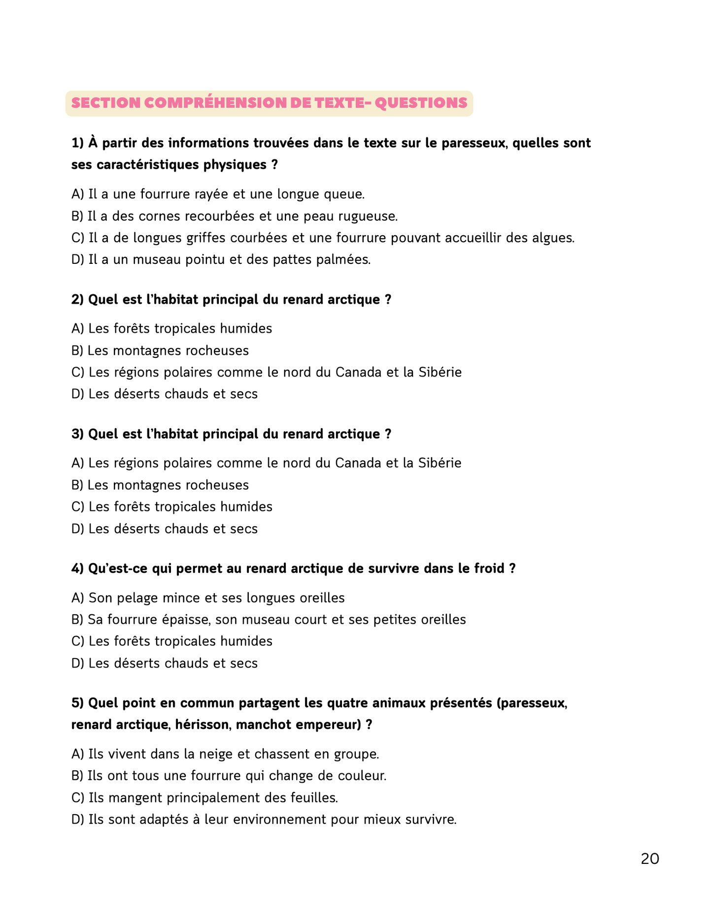 Pratique-Examen d'entrée au secondaire-Français