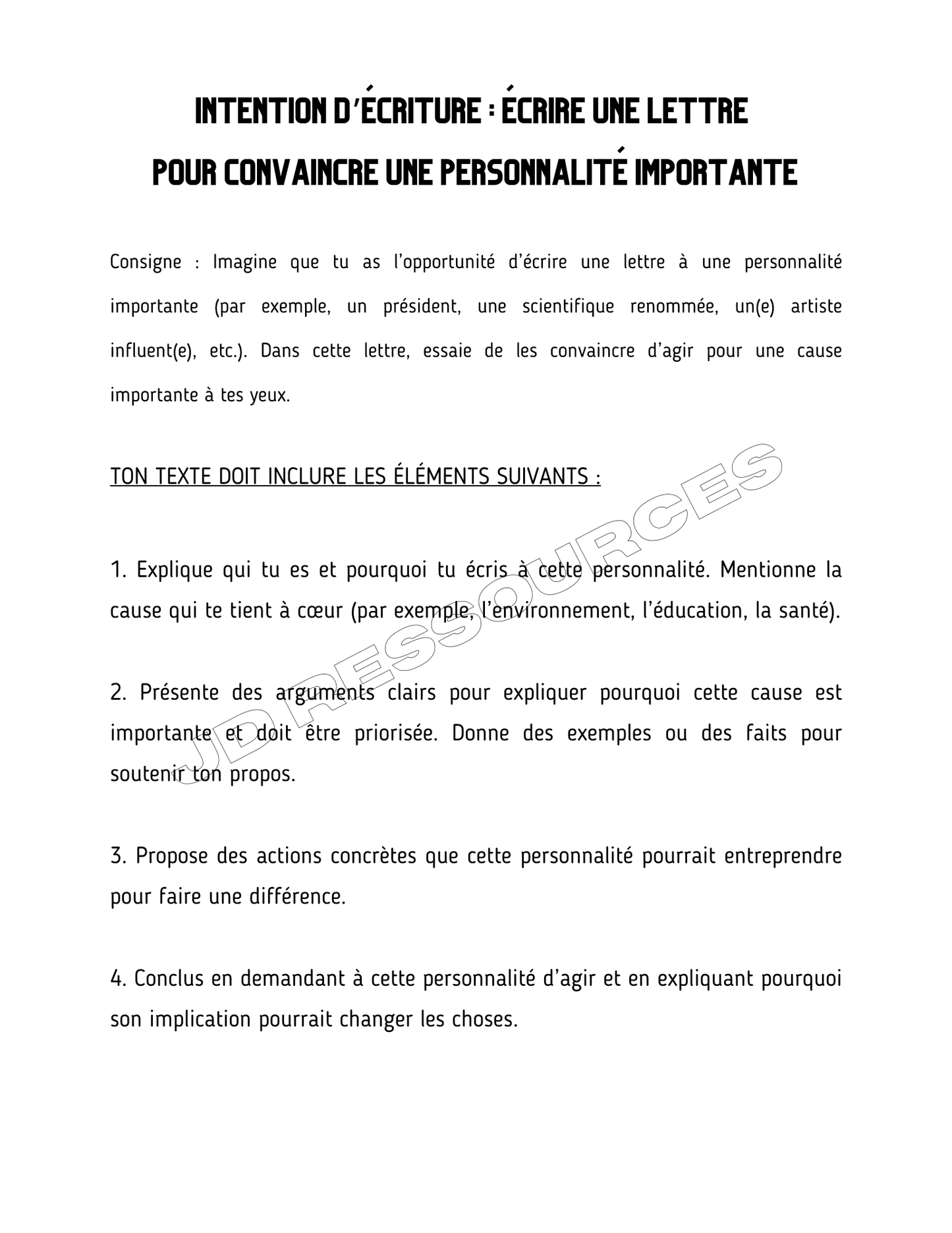 Simulation en écriture-6e année