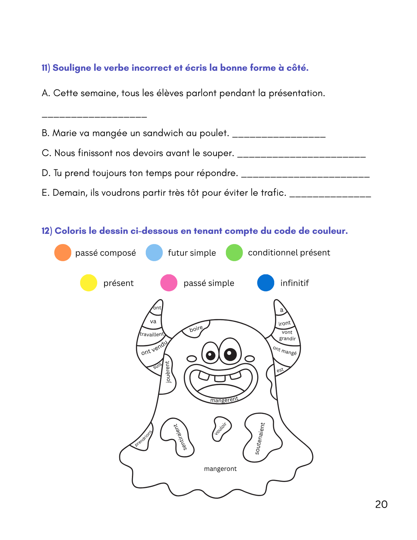 Les classes de mots et les temps de verbes