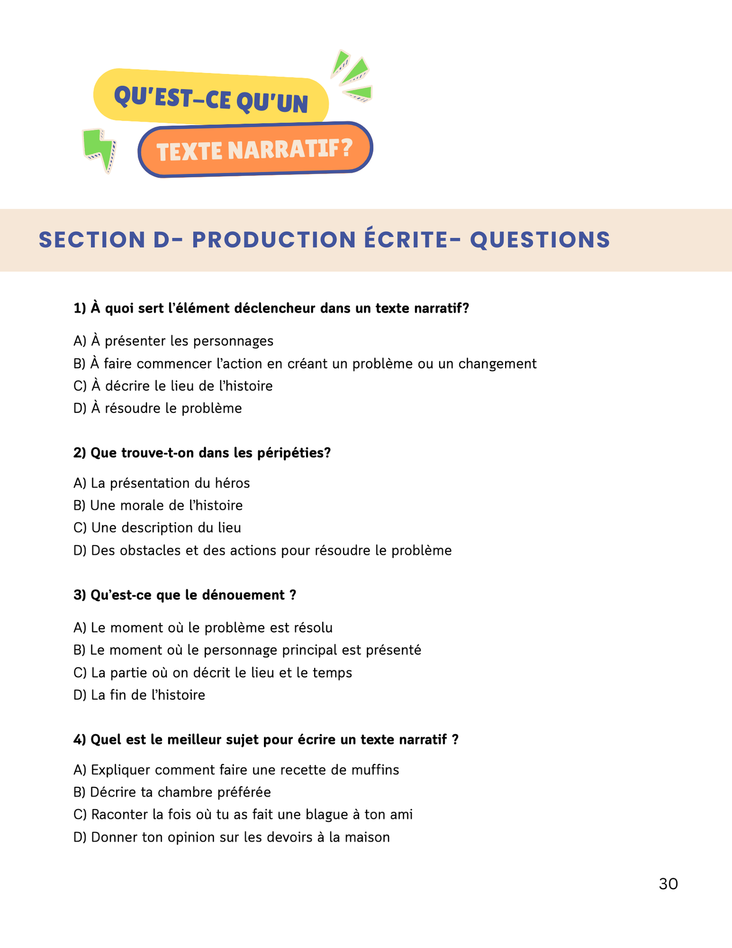 Pratique-Examen d'entrée au secondaire-Français