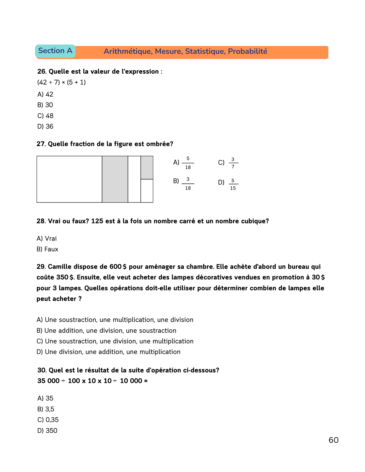 Pratique-Examen d'entrée au secondaire-Mathématiques