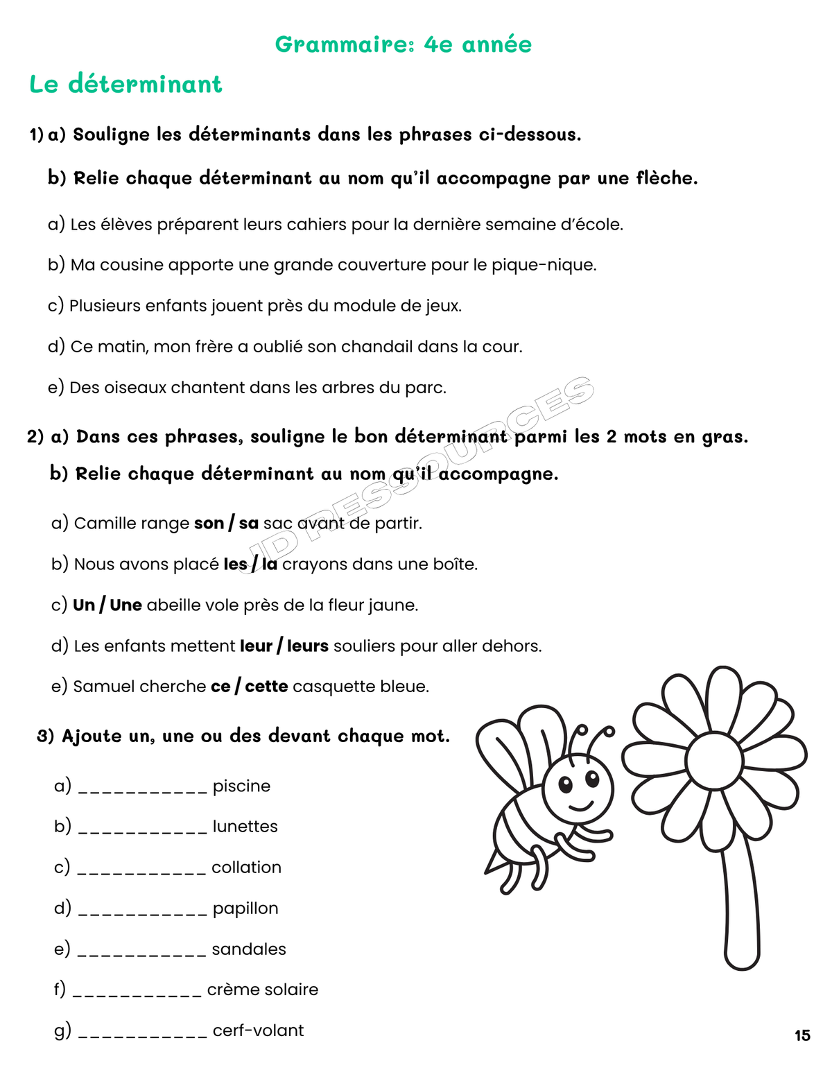 Révision en français- 4e année du primaire