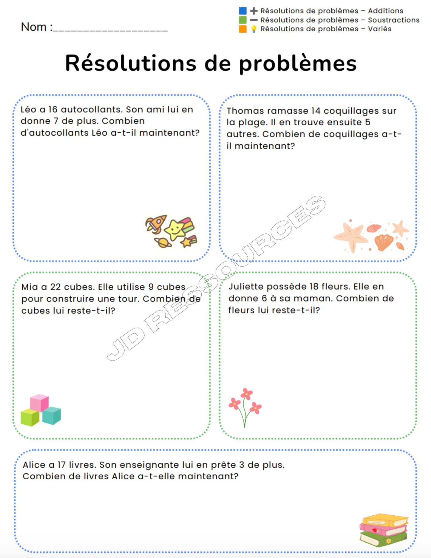 20 résolutions de problèmes – 1er cycle du primaire