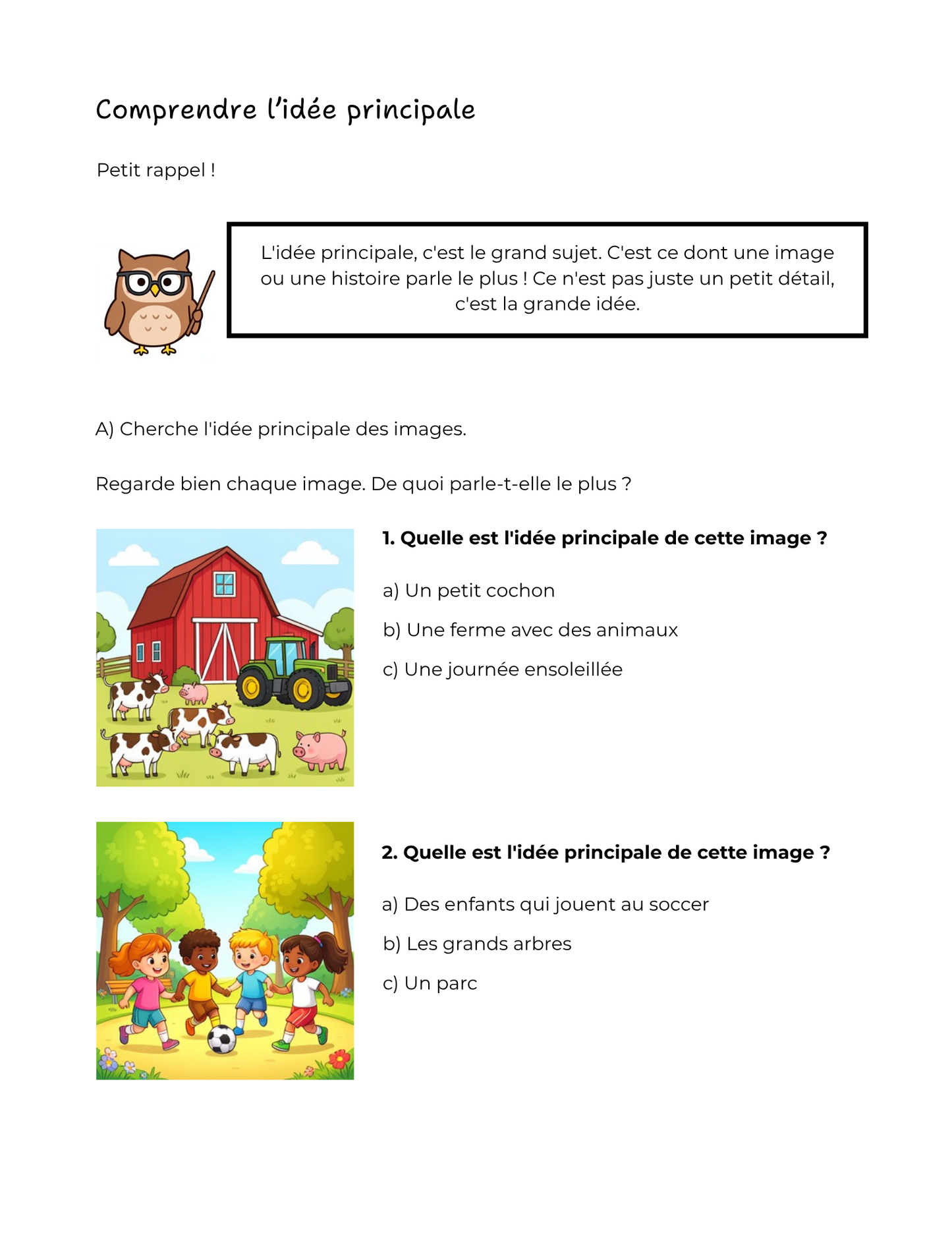 1er cycle- Trouver l'idée principale