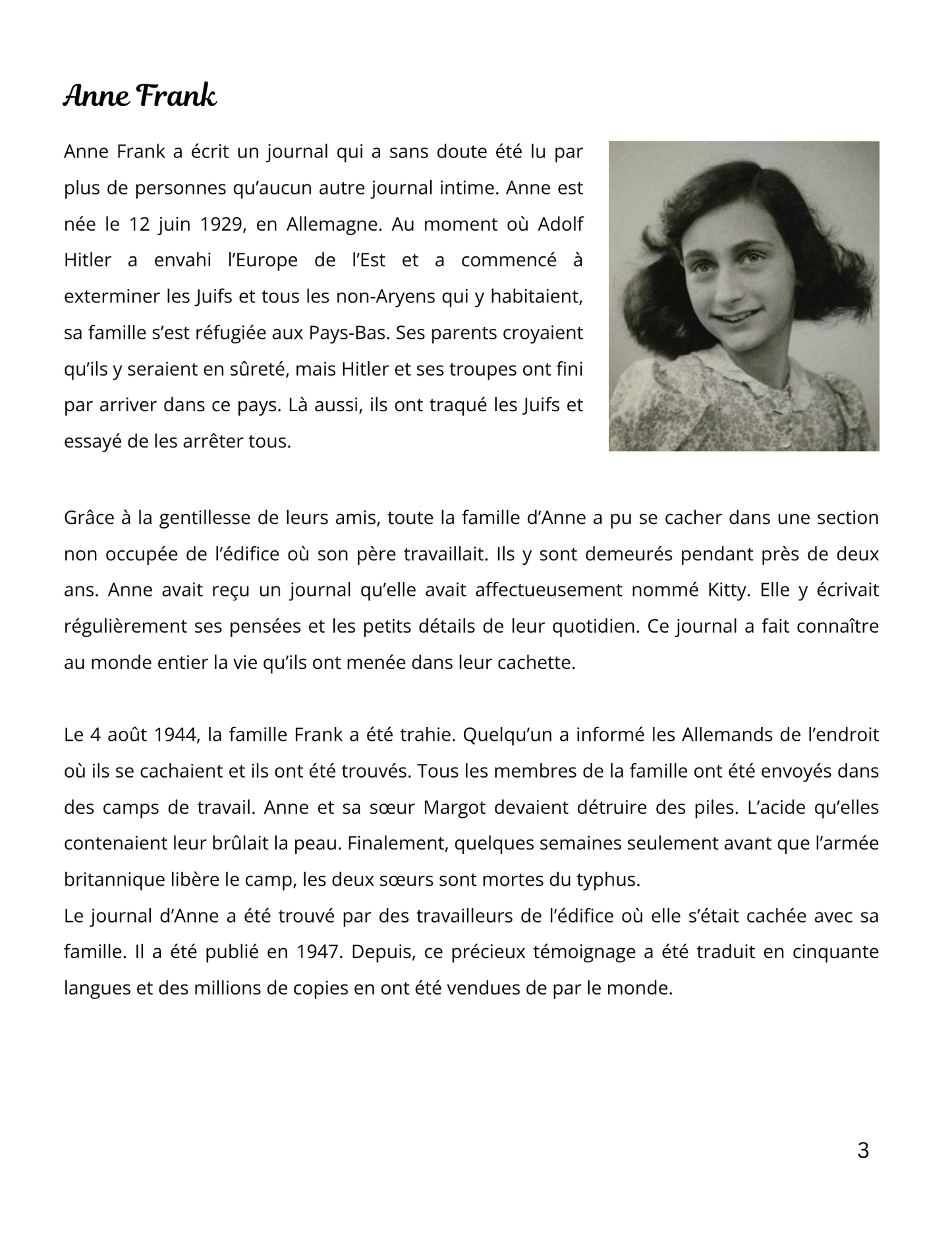 10 petits textes et questions