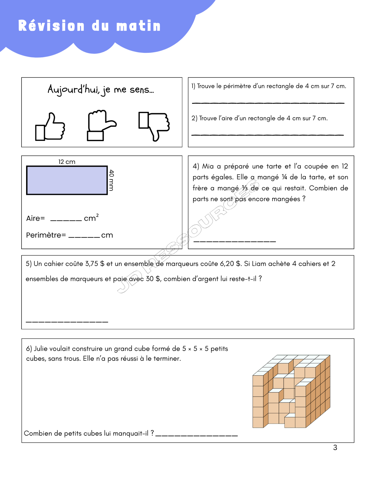 Ma 5e année en mathématiques
