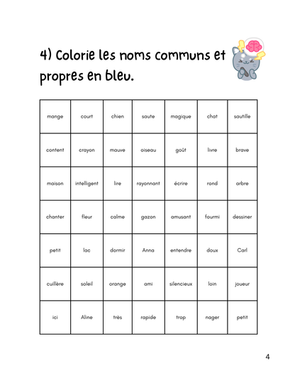 Les classes de mots et les temps de verbes