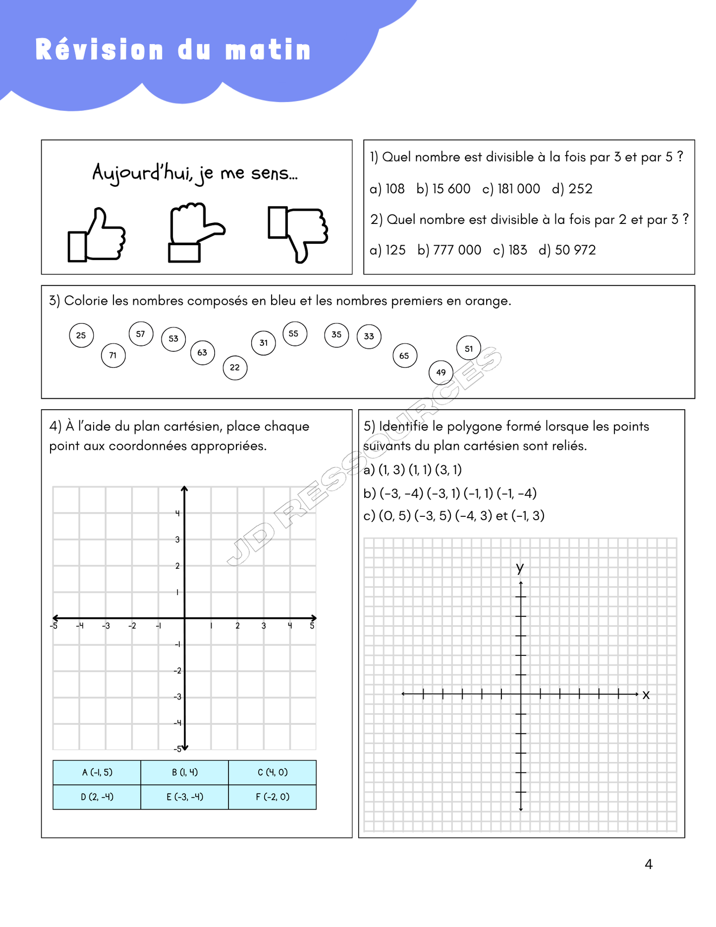 Ma 5e année en mathématiques