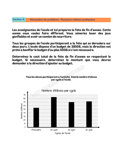 Examen du ministère en mathématiques - 6e année