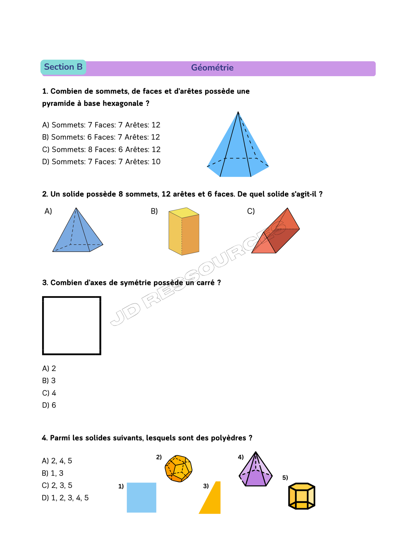 Examen du ministère en mathématiques - 6e année