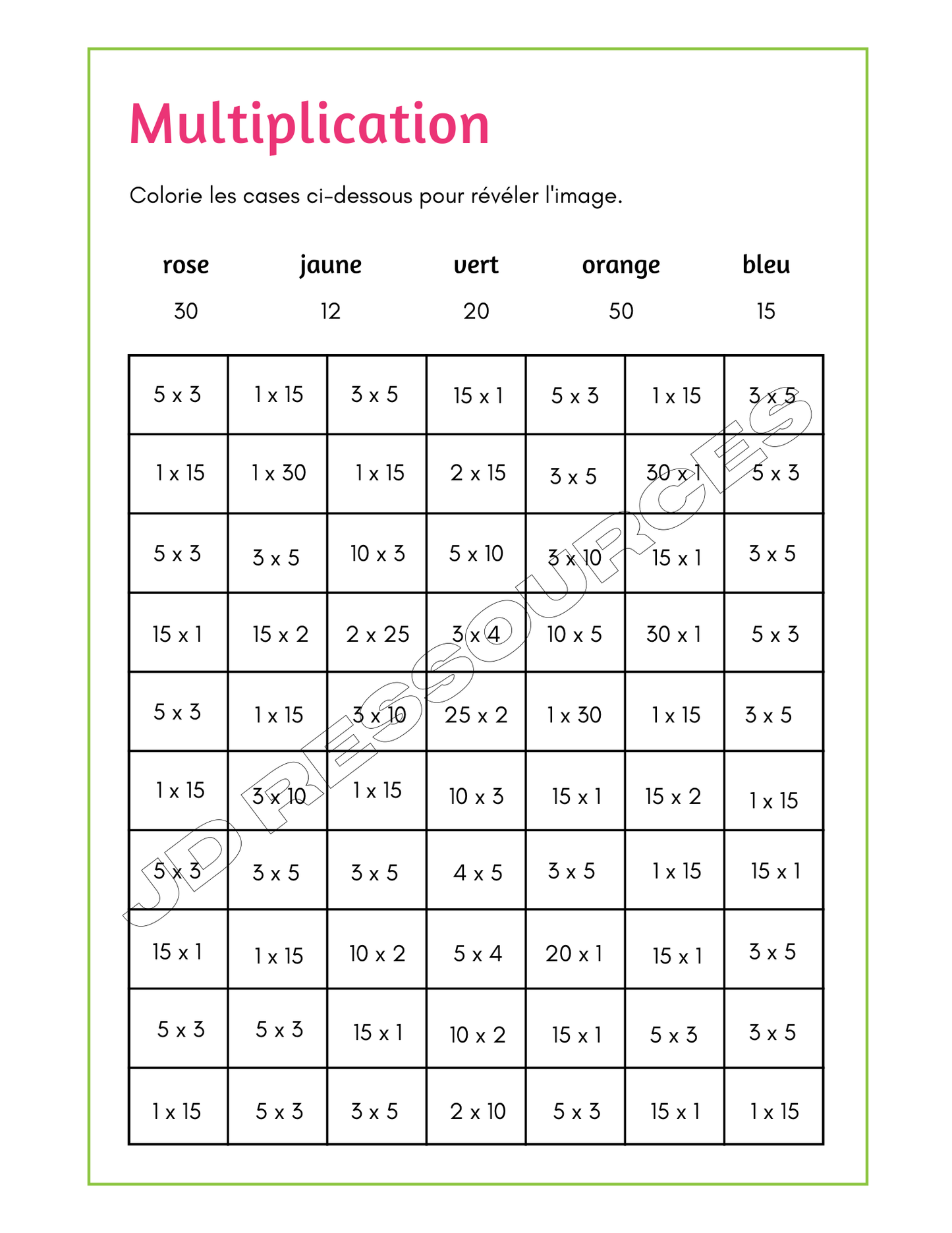 Pratique amusante multiplications