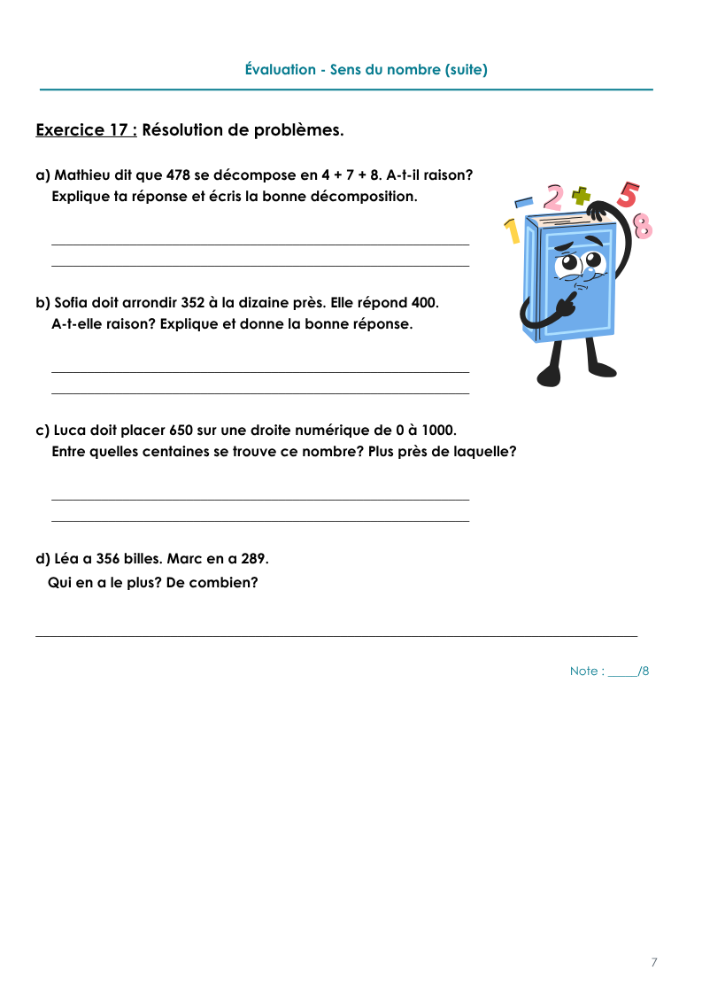 Évaluations mathématiques- 3e année