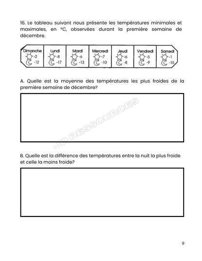Examen du ministère en mathématiques - 6e année