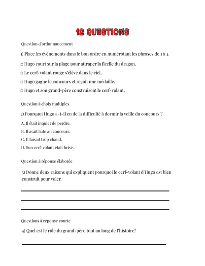 Examen du ministère 4e année du primaire- Trousse complète