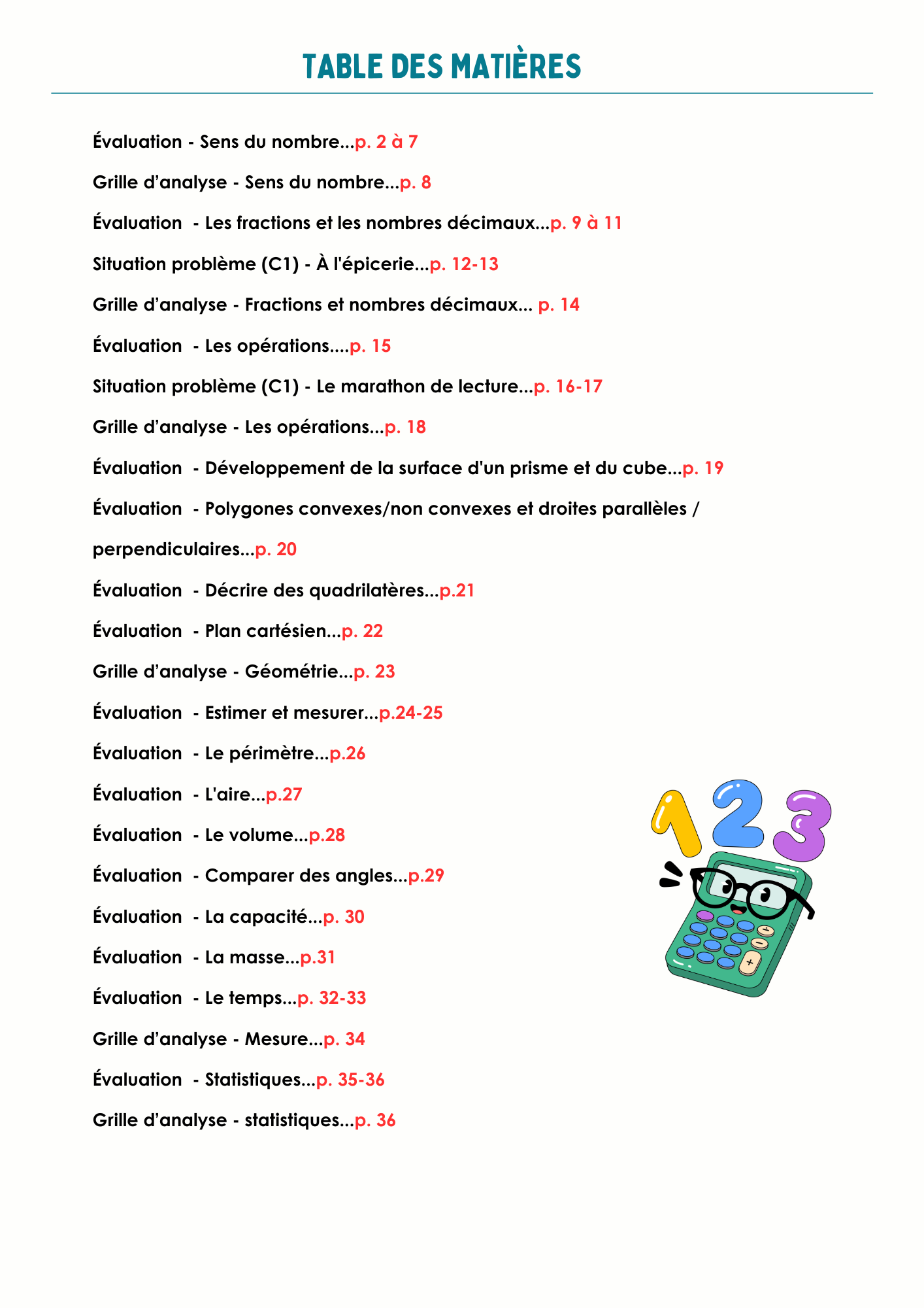 Évaluations mathématiques- 3e année