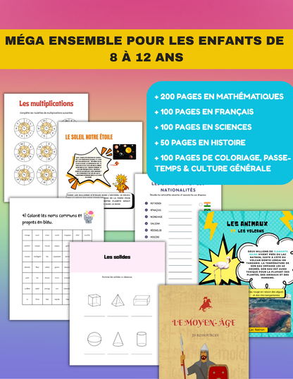 Toutes nos ressources à rabais | 700 pages | Pour les enfants entre 8 à 12 ans
