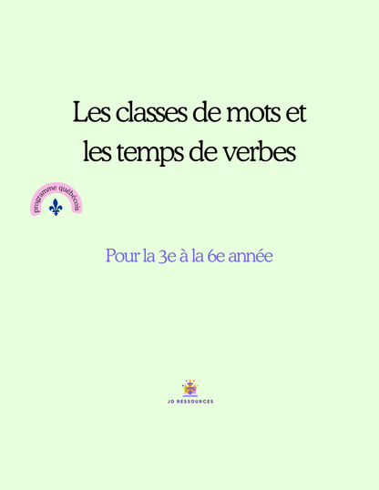 Les classes de mots et les temps de verbes