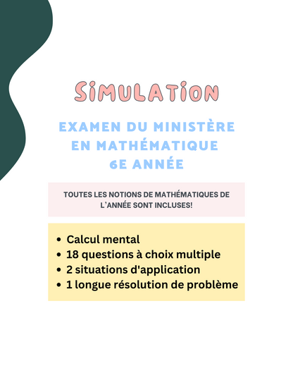 Simulation-Ministry exam mathematics 6th