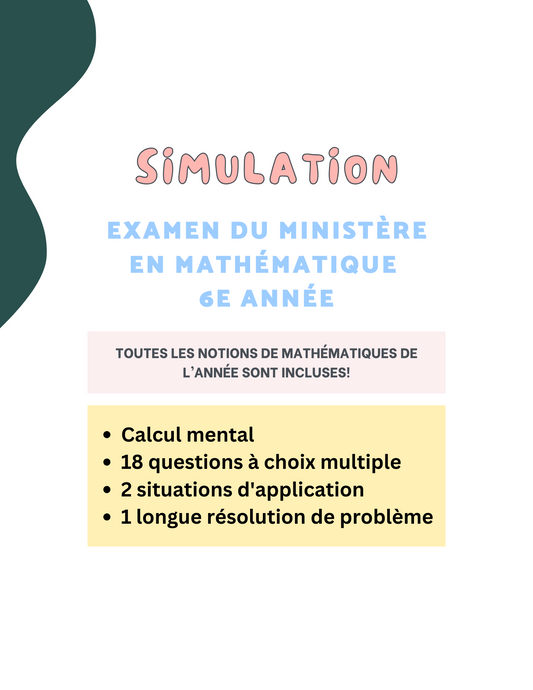 Simulation-Examen du ministère mathématiques 6e-version 1