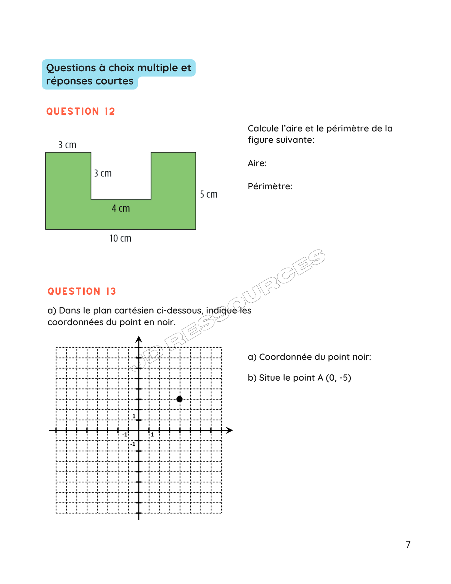 Examen du ministère en mathématiques - 6e année