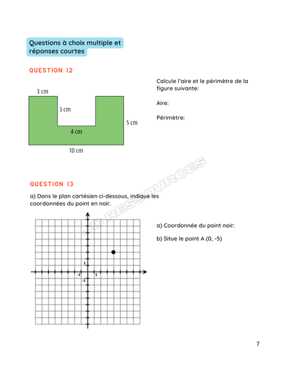 Examen du ministère en mathématiques - 6e année
