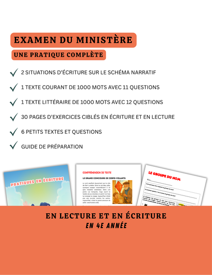 Examen du ministère 4e année du primaire- Trousse complète