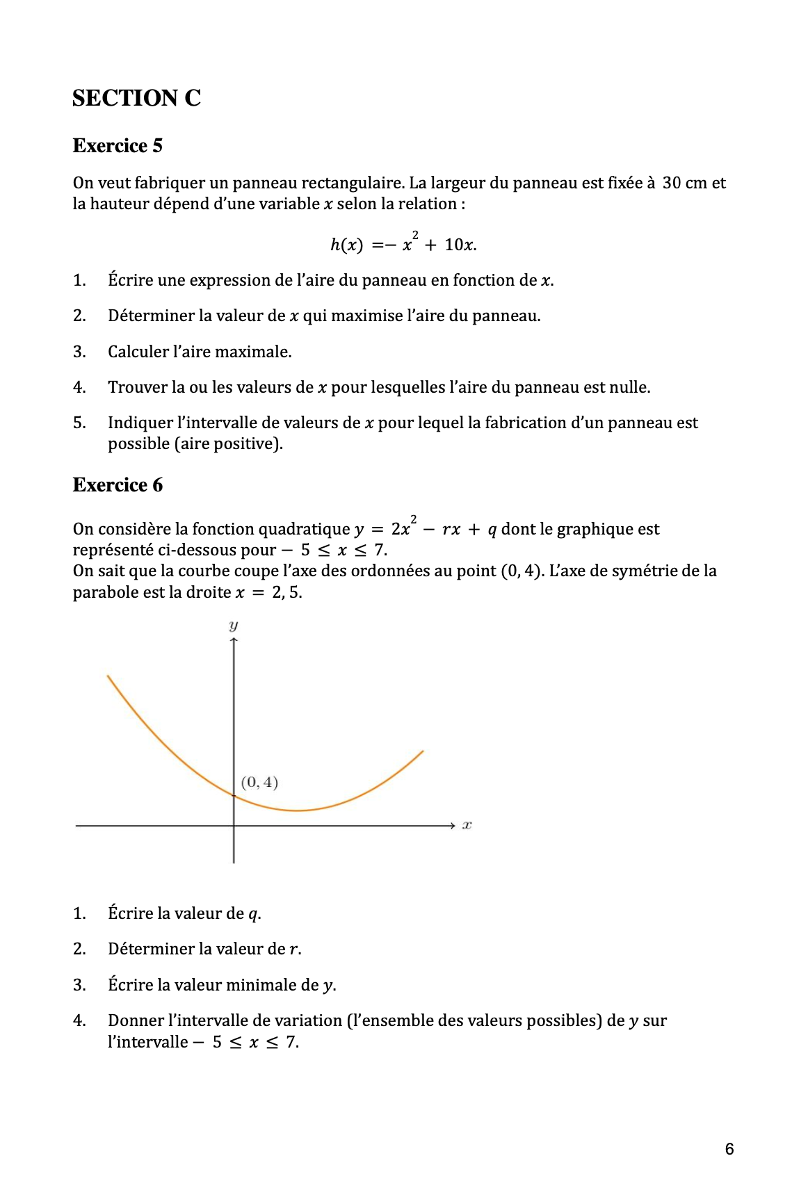 Pratique ministérielle | 4e secondaire | Mathématiques (SN)