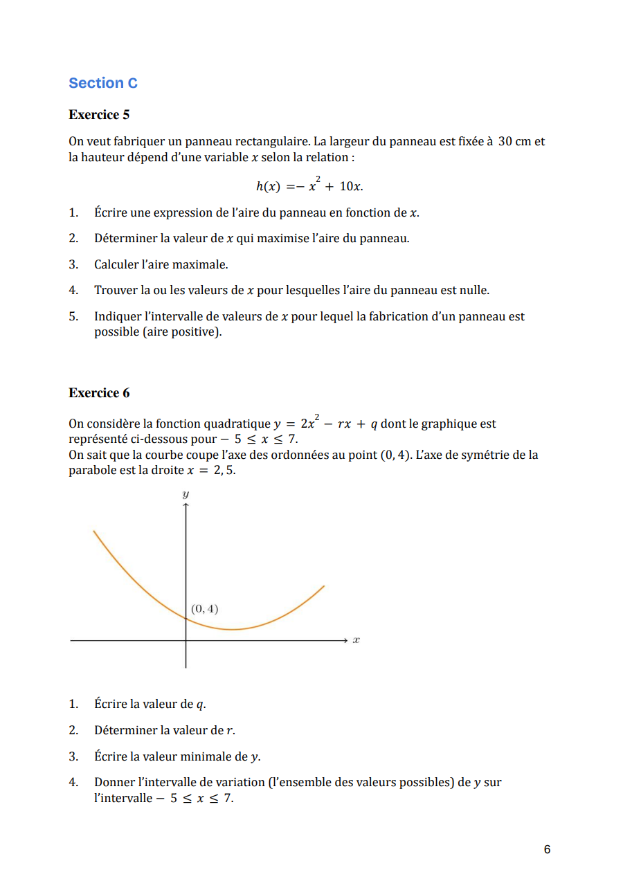 Pratique ministérielle | 4e secondaire | Mathématiques (SN)