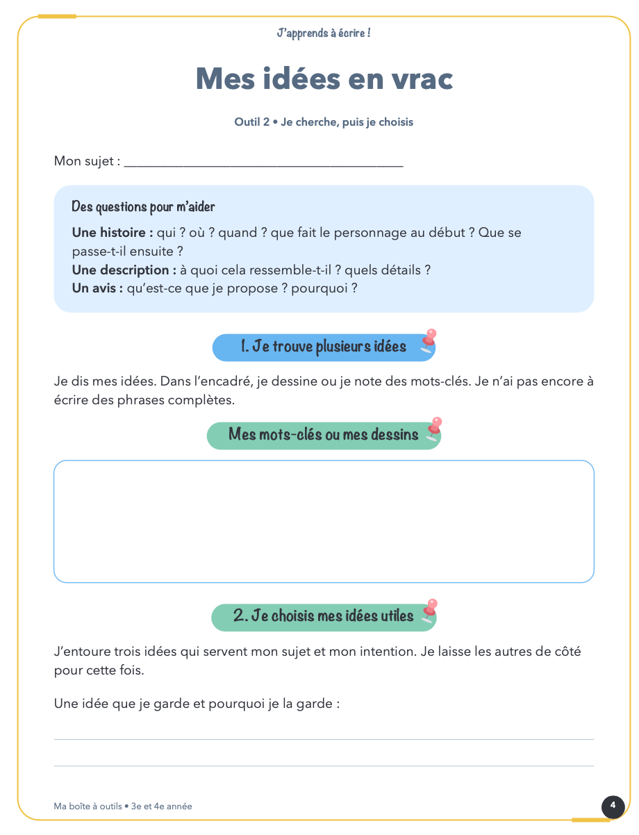 Écriture et production écrite | 2e cycle