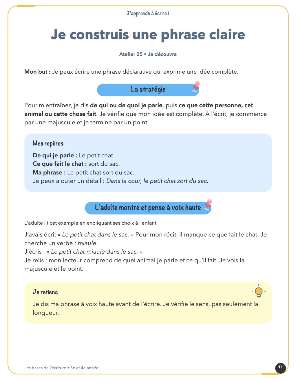 Écriture et production écrite | 2e cycle