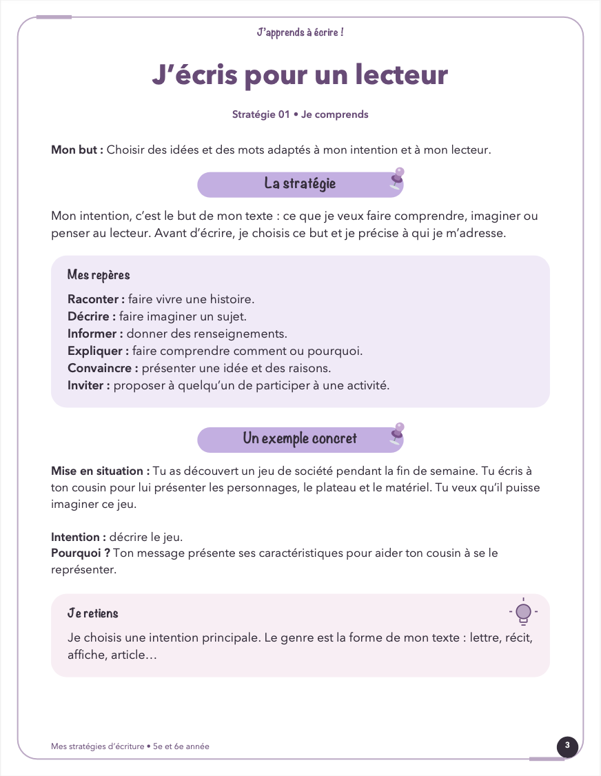 Écriture et production écrite | 3e cycle