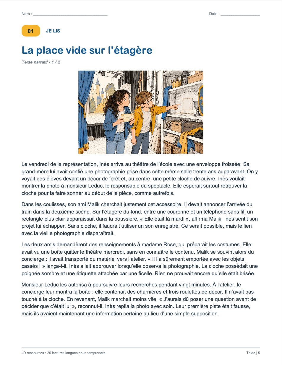 20 textes longs avec questions de compréhension - 3e cycle