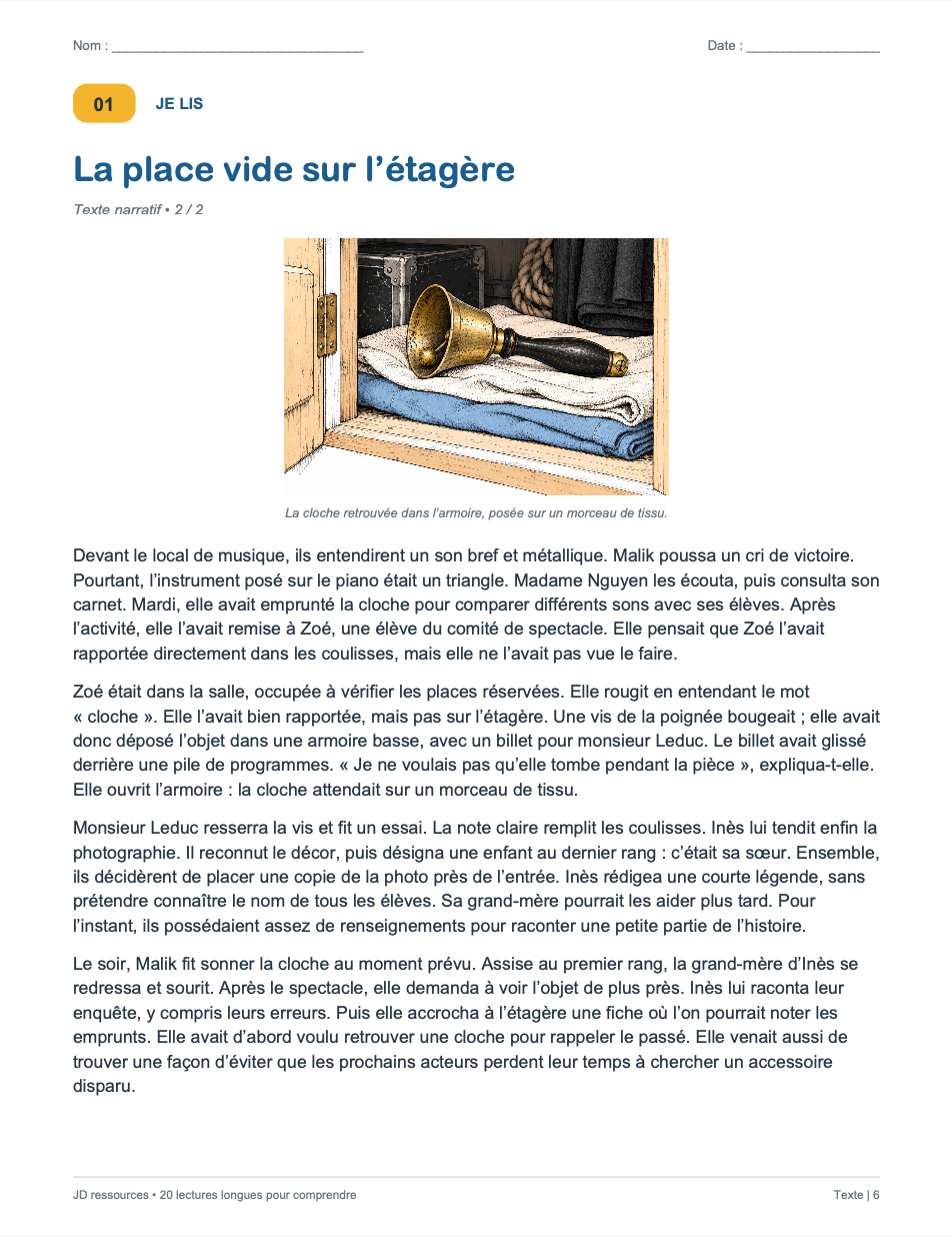 20 textes longs avec questions de compréhension - 3e cycle