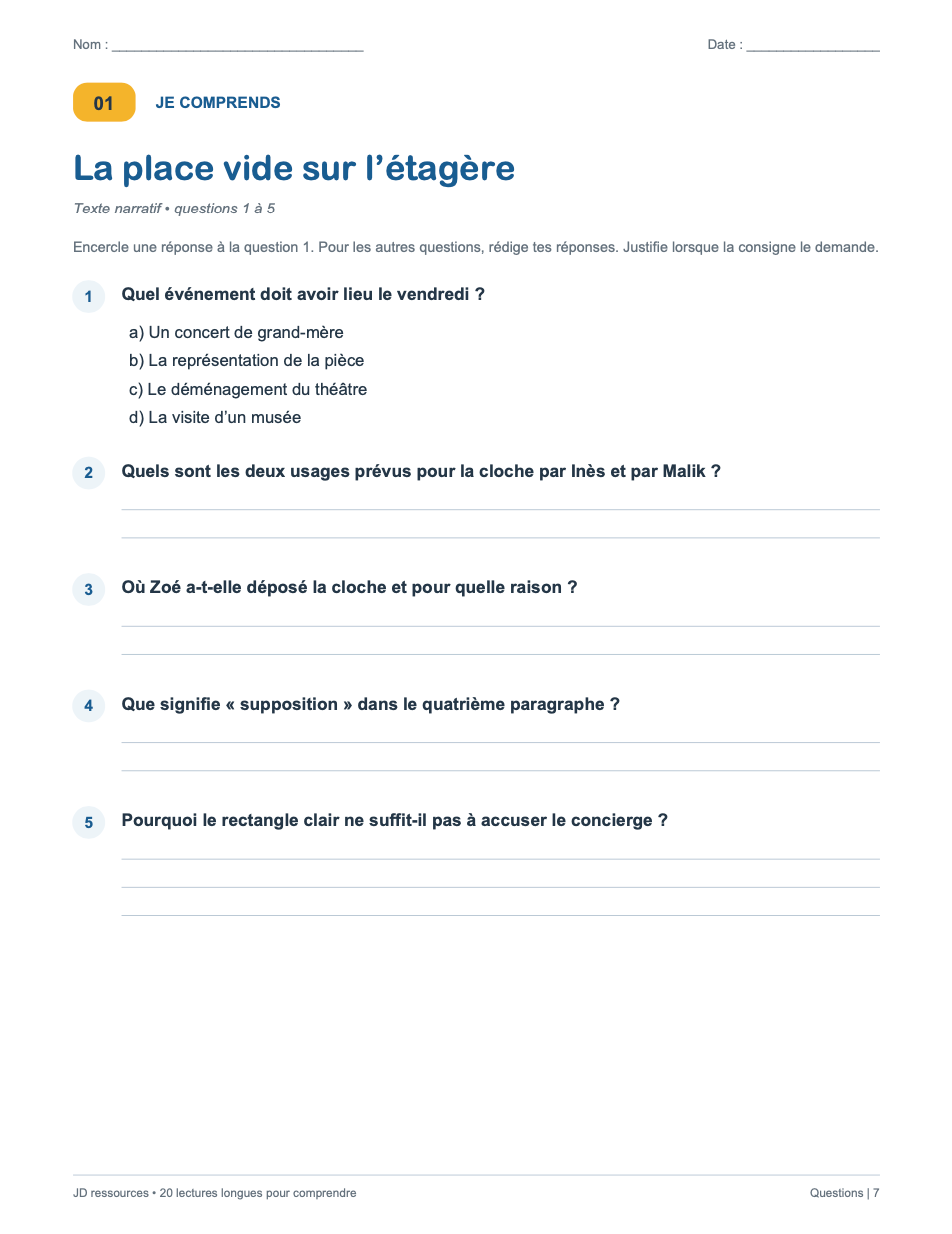 20 textes longs avec questions de compréhension - 3e cycle