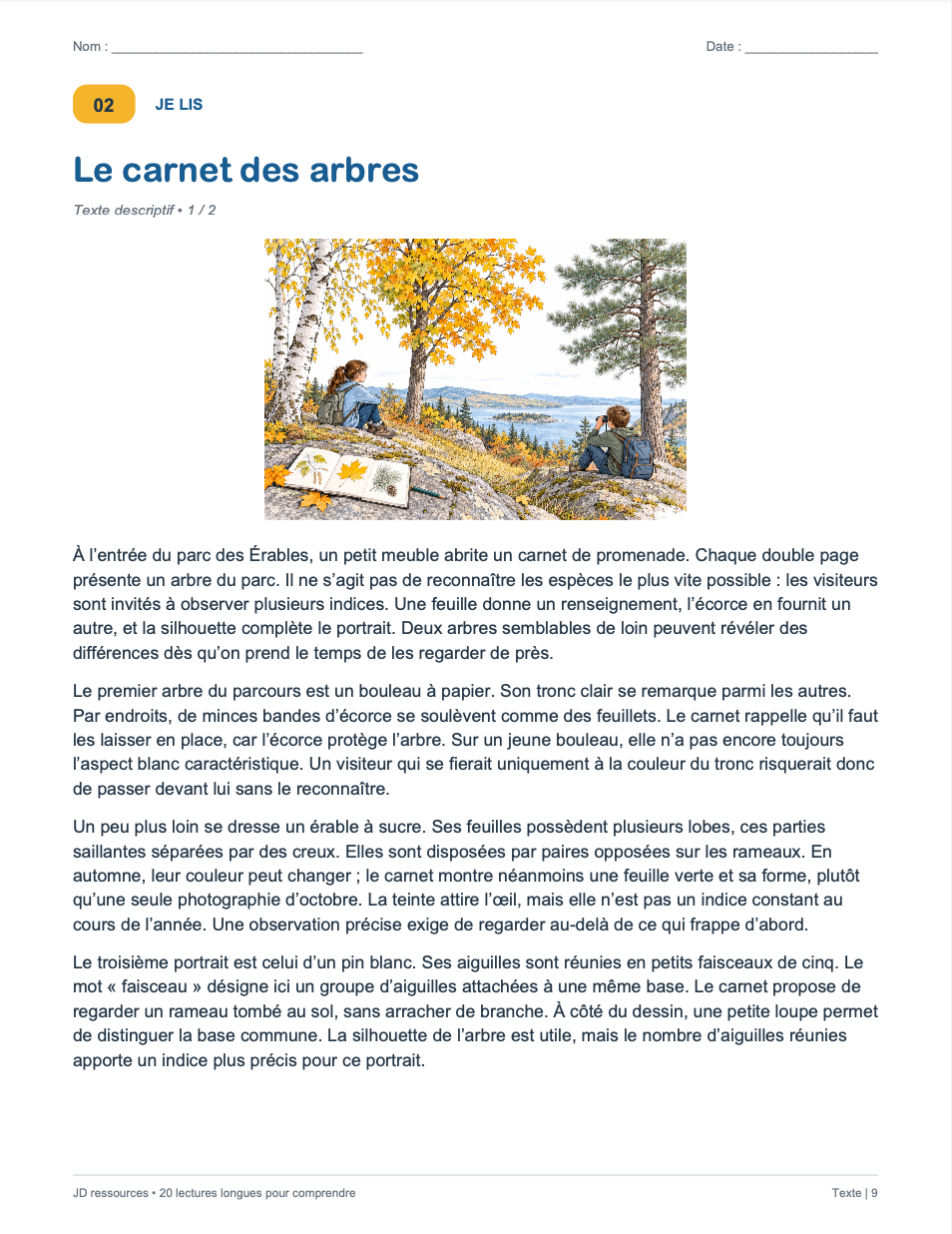 20 textes longs avec questions de compréhension - 3e cycle