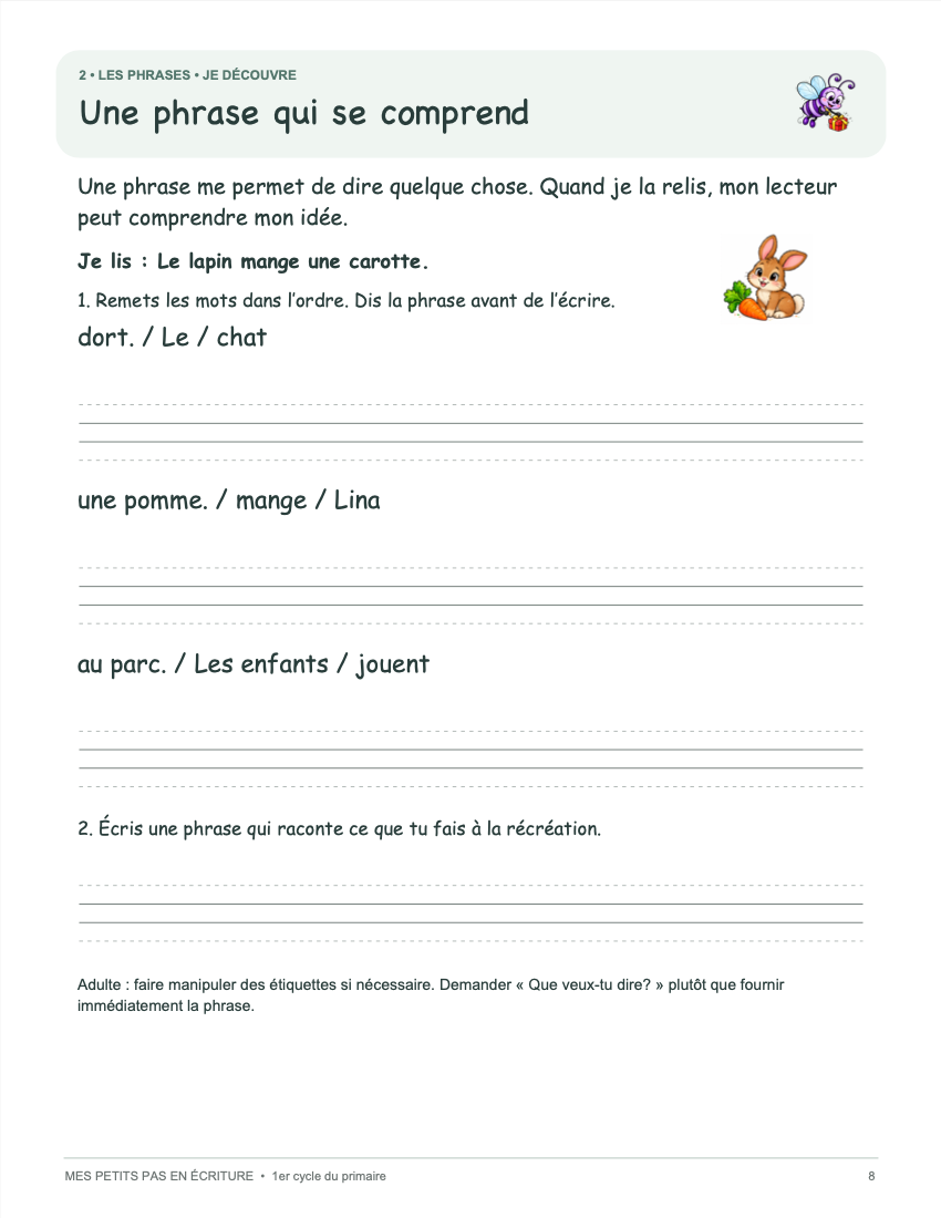 Mes petits pas en écriture - 1er cycle