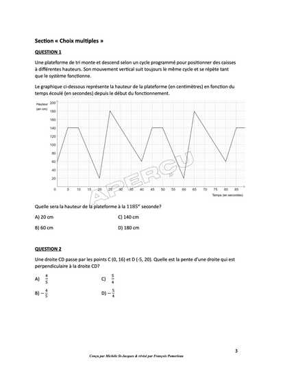 Pratique ministérielle | 4e secondaire | Mathématiques (CST)
